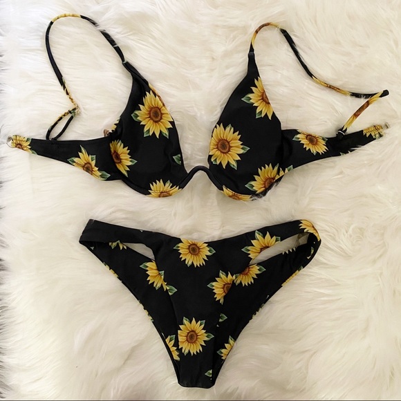 sunflower print bathing suit